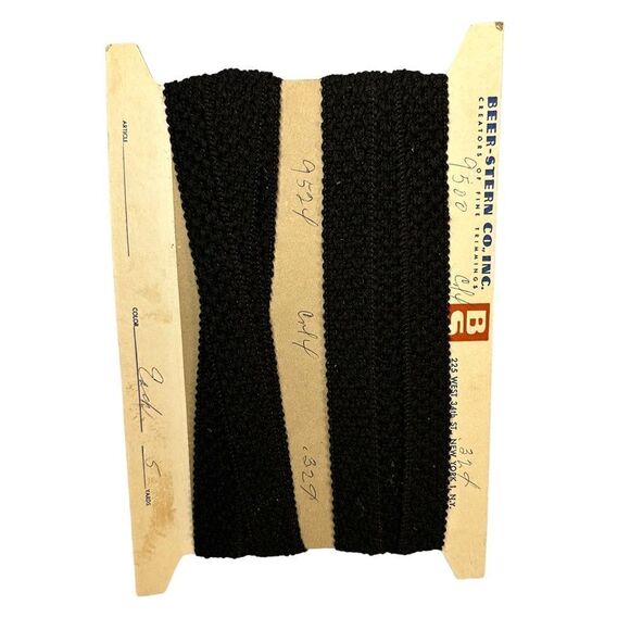 Vintage Black 1” elastic braid - 5 yards. Beer-Stern Co. New York. - Picture 6 of 7